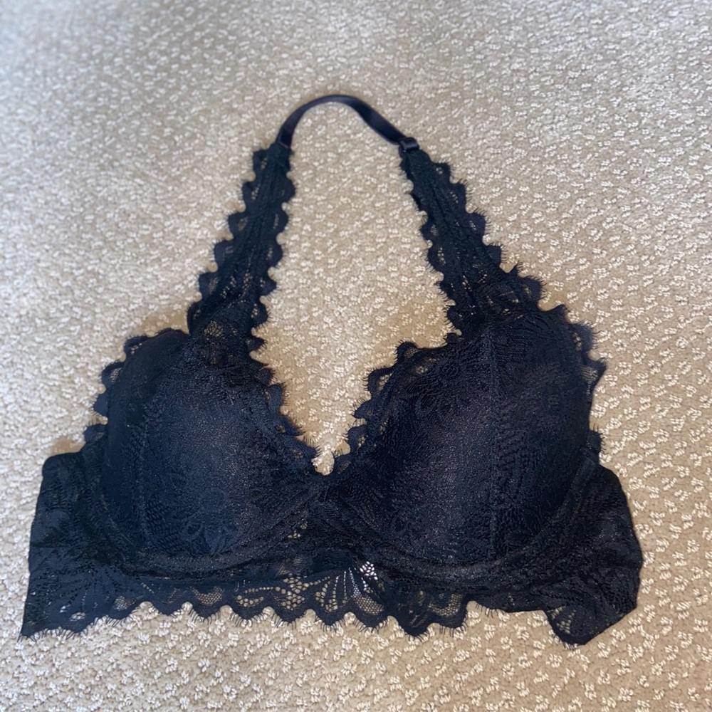 🌸 Black floral lace padded bra letter 🌸